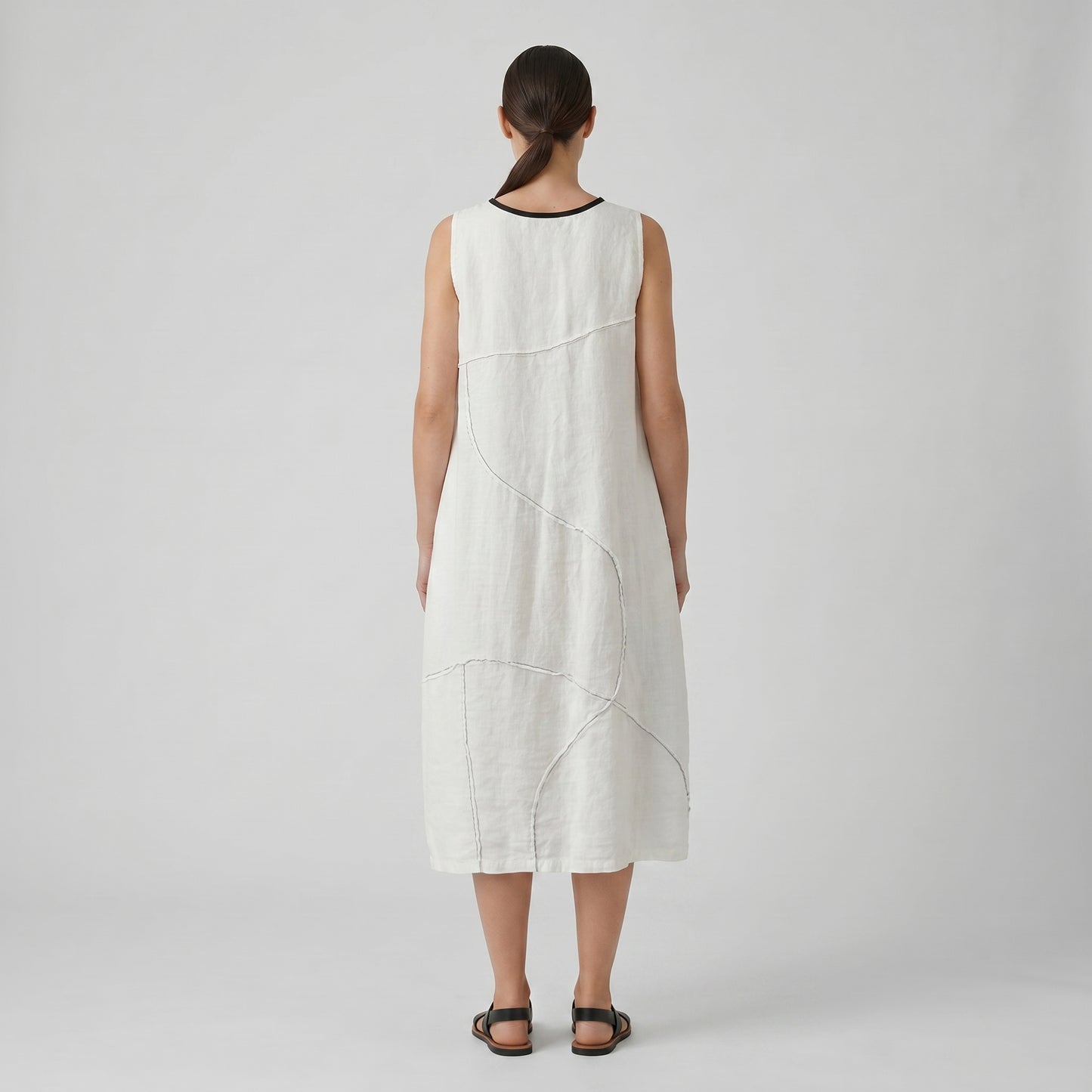 Abstract Print Linen Shift Dress
