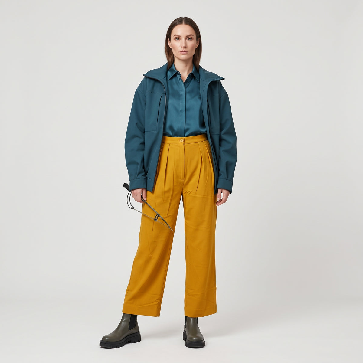 Tailored Mustard Pleated Trousers