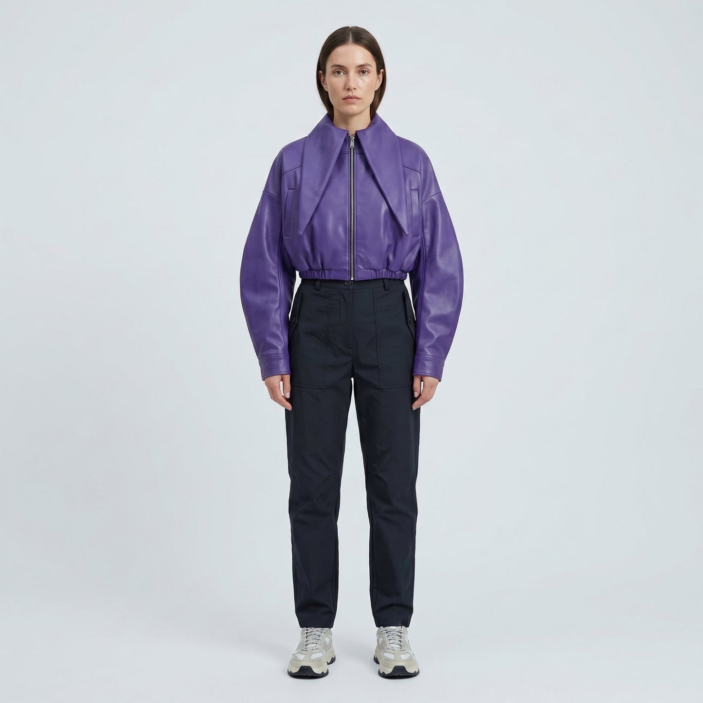 Oversized Purple Leather Jacket