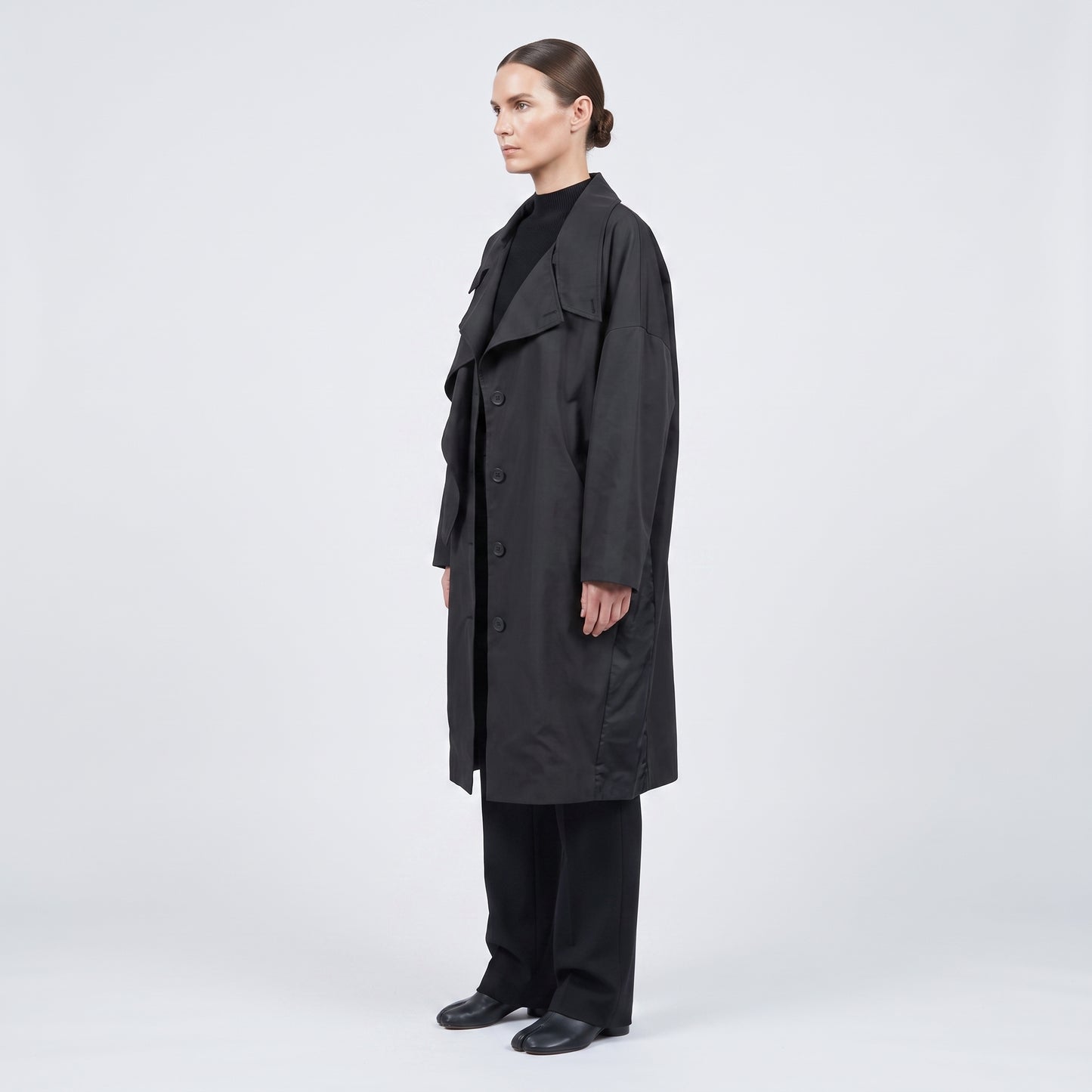 Structured Oversized Asymmetric Trench Coat