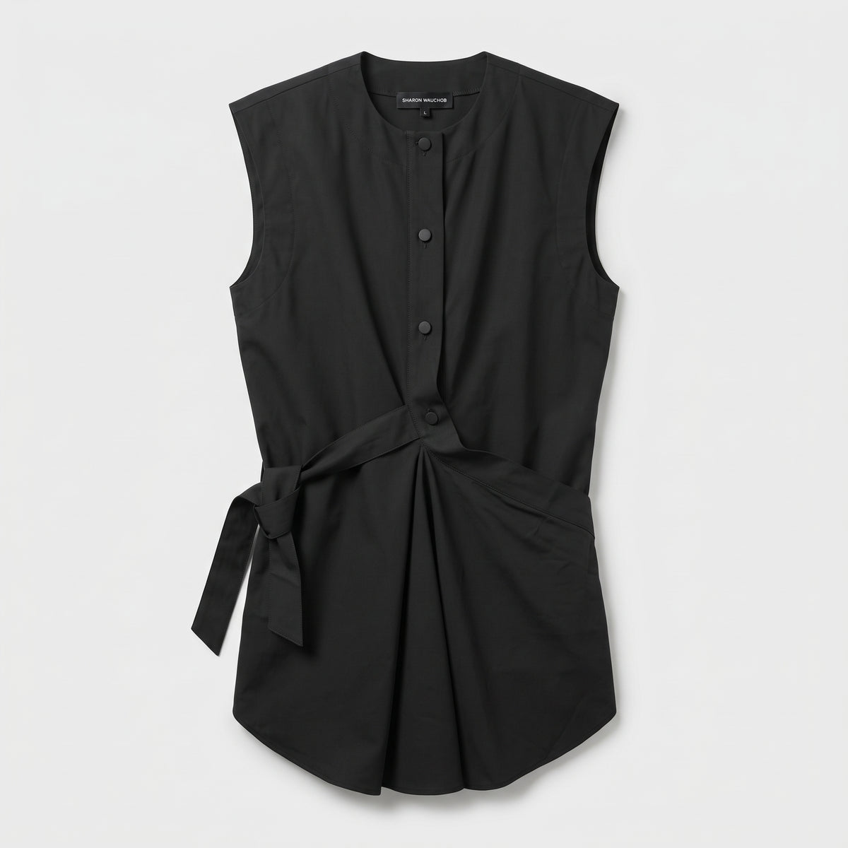 Structured Sleeveless Tie Waist Vest