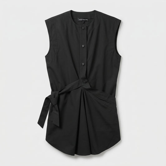 Structured Sleeveless Tie Waist Vest
