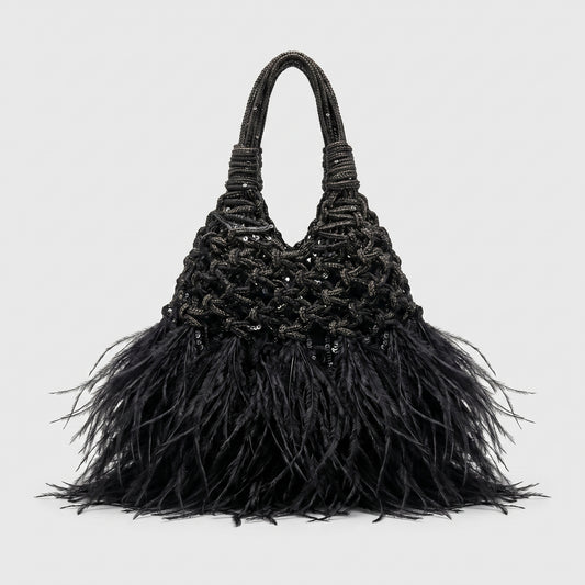 Mini Feather Woven Handbag