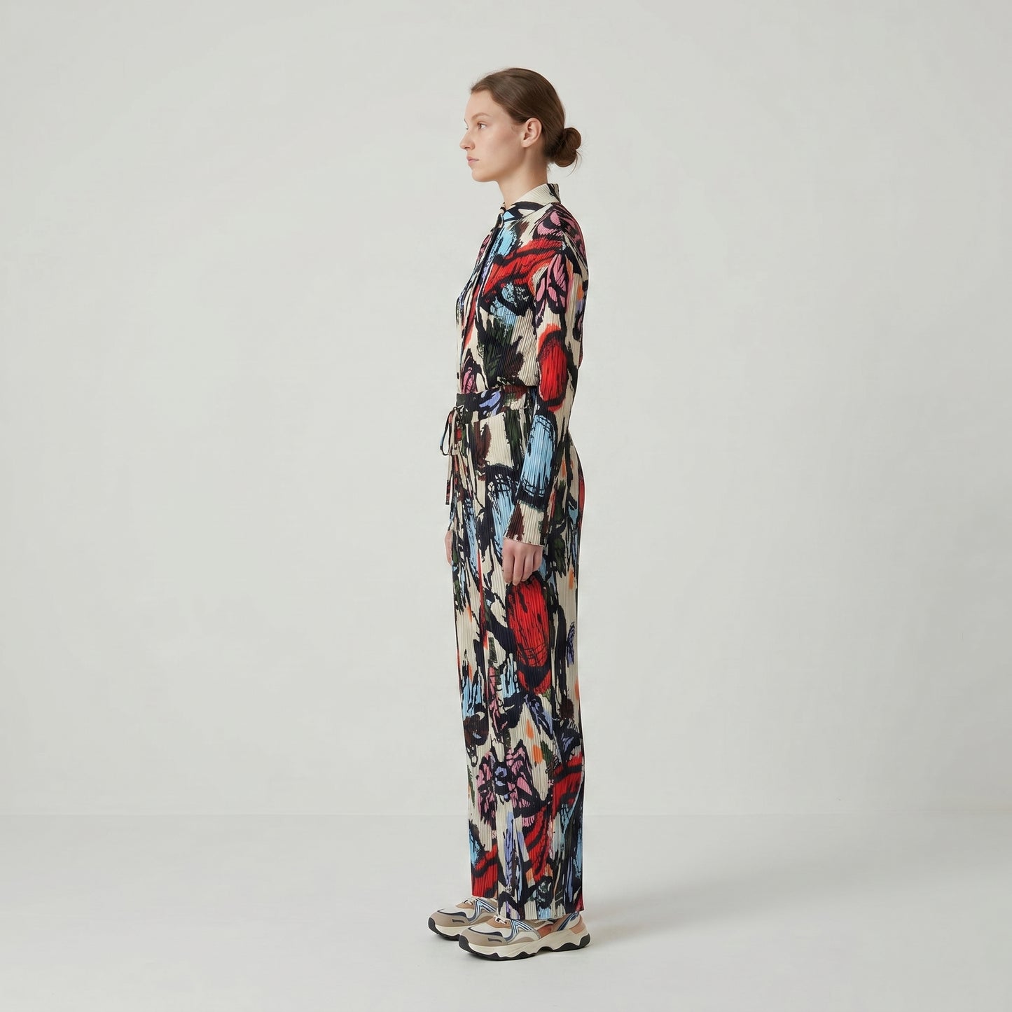 Abstract Printed Pleated Trousers