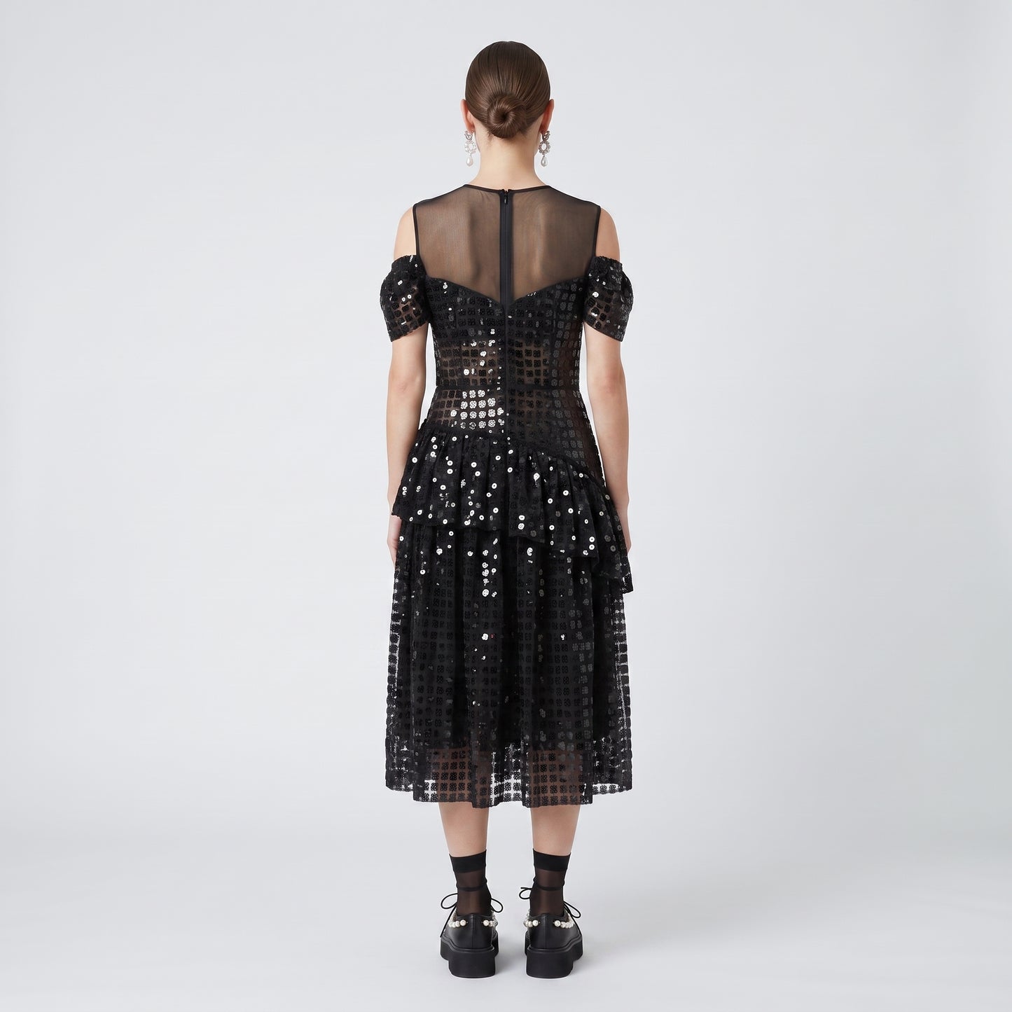Sequined Cold Shoulder Mini Dress
