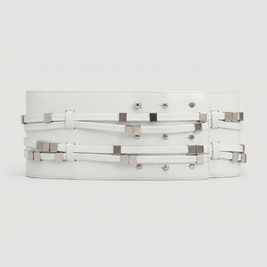 Wide Studded Leather Corset Belt