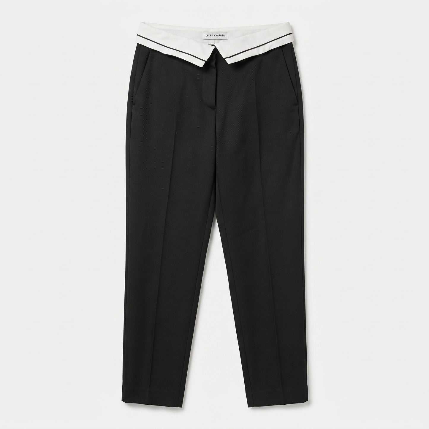 Contrast Waistband Tailored Trousers