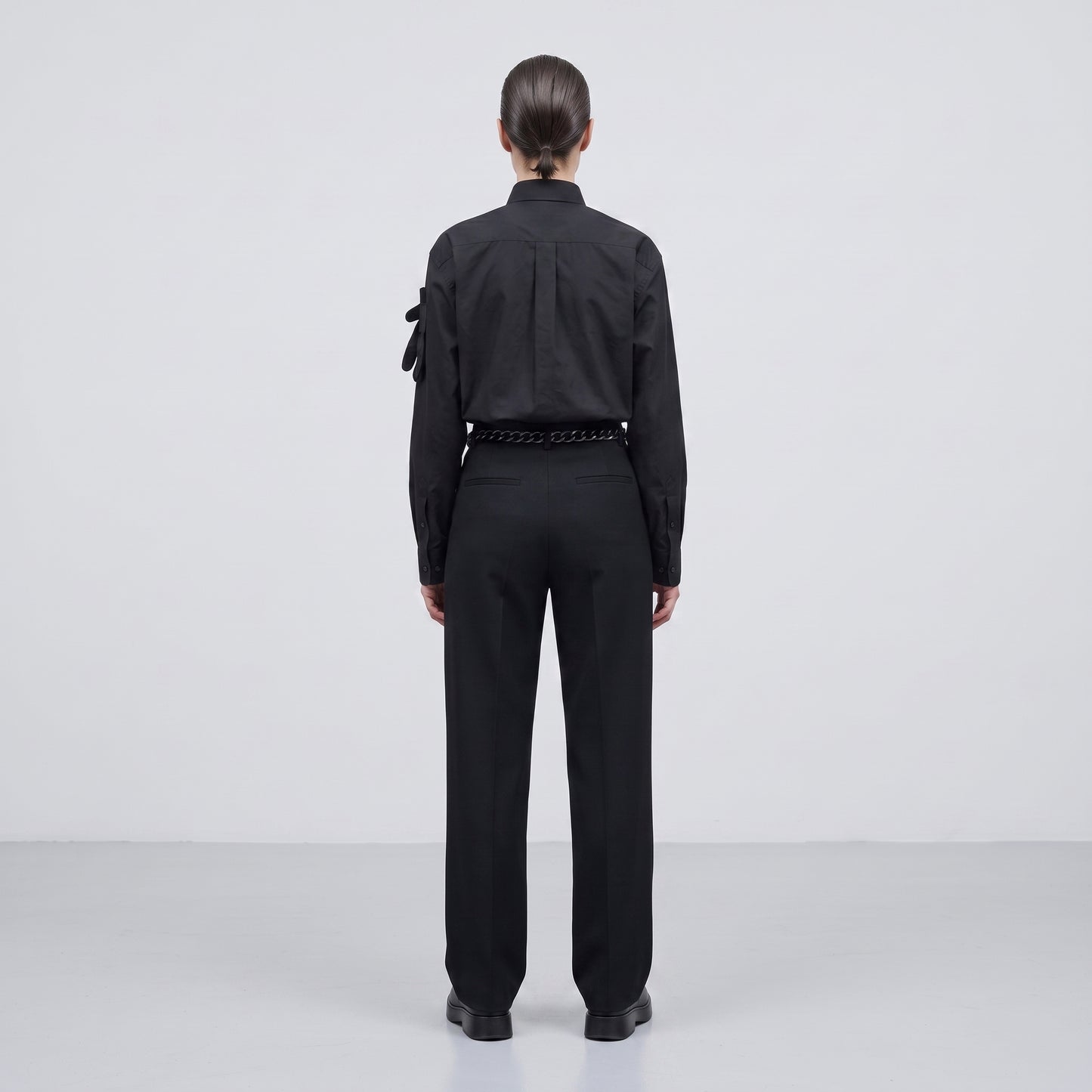 Black Cotton Glove Detail Shirt