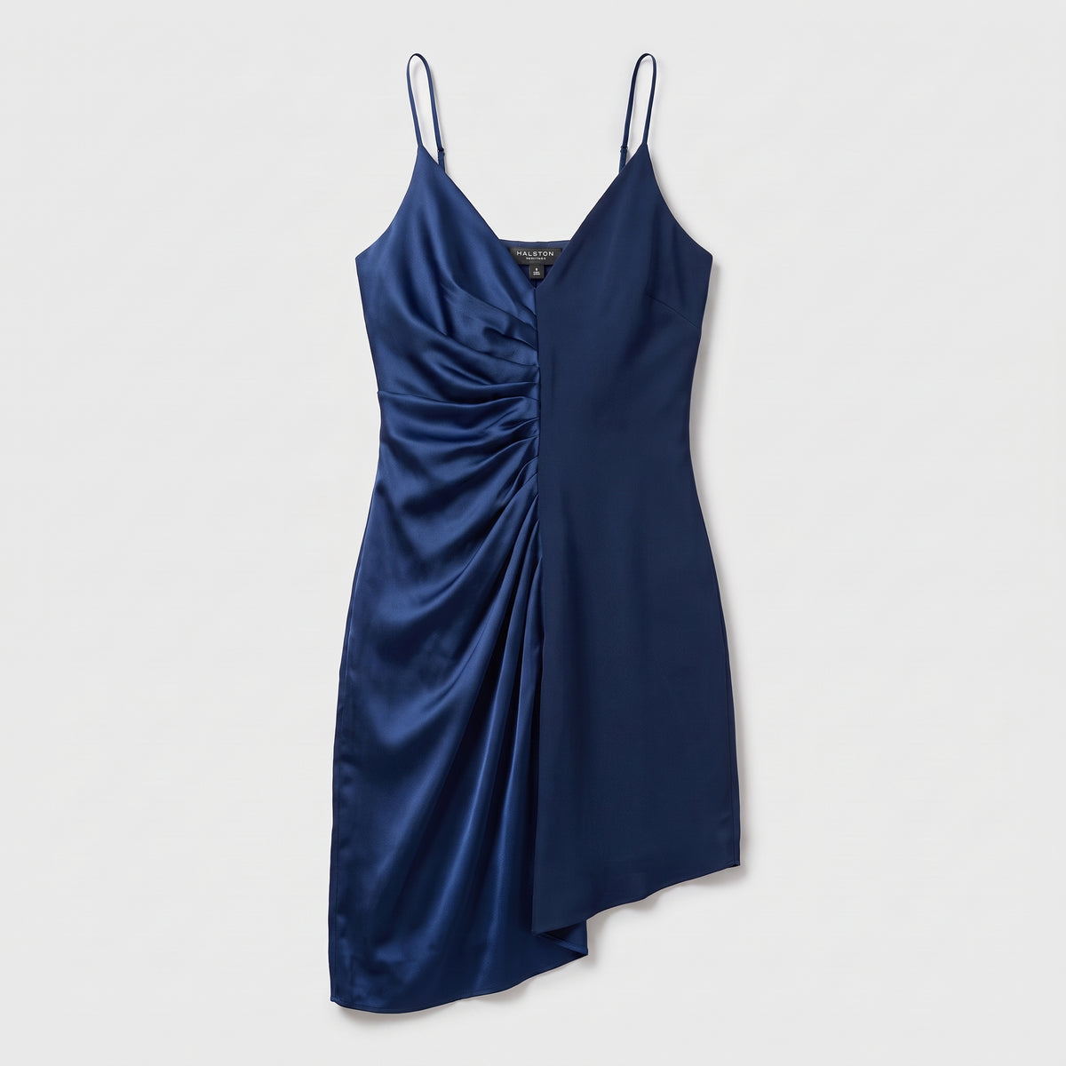 Satin Ruched Asymmetric Mini Dress