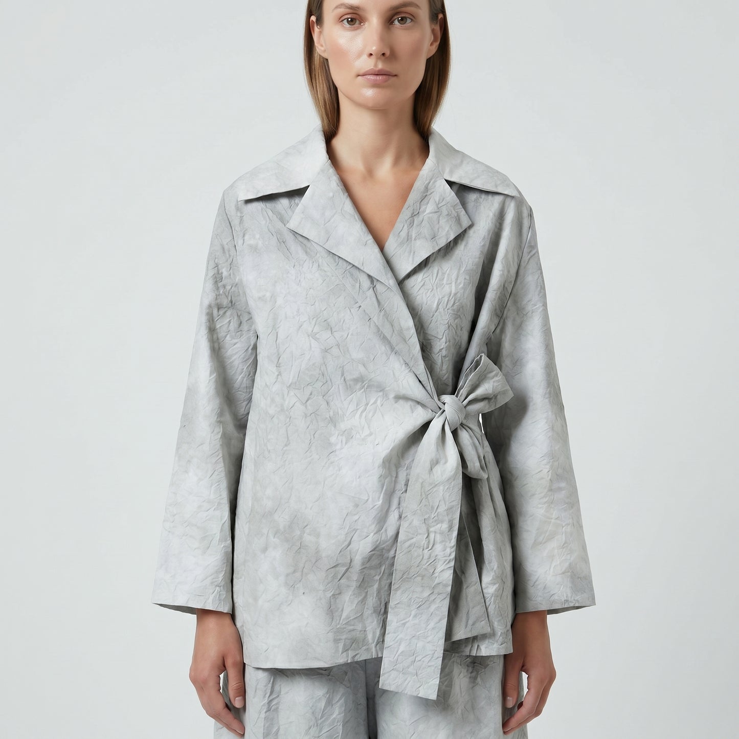 Textured Grey Wrap Jacket
