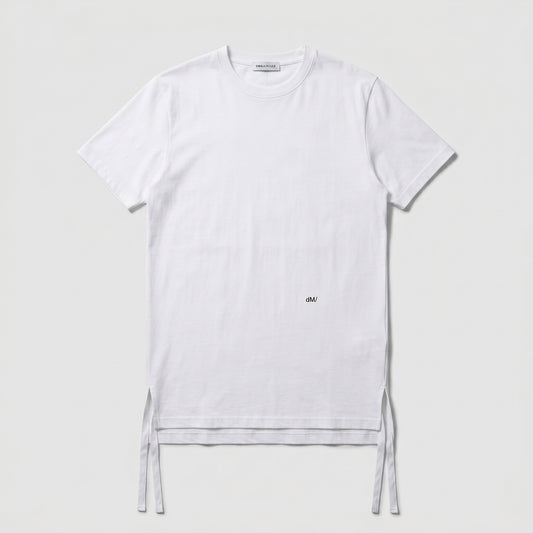 Minimalist White Side Tie T-Shirt