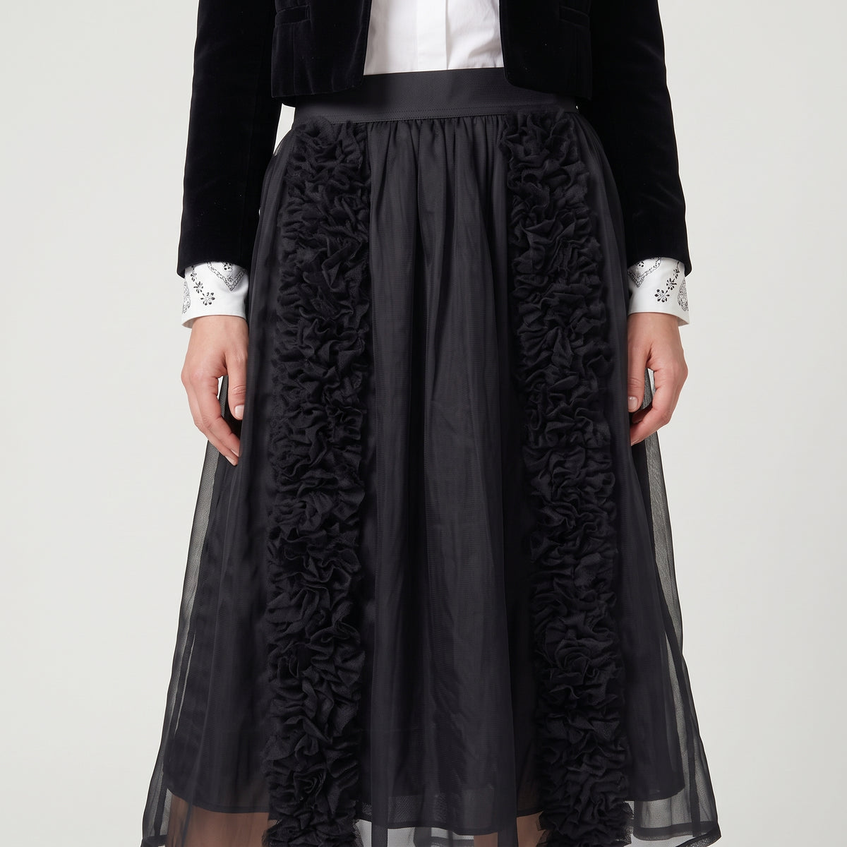 Embellished Black Tulle Skirt