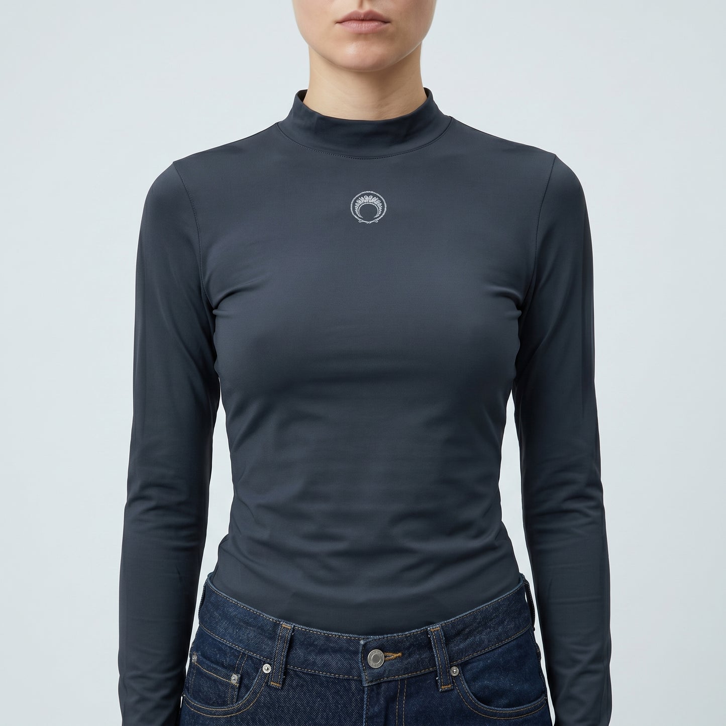 Essential Navy Mock Neck Top