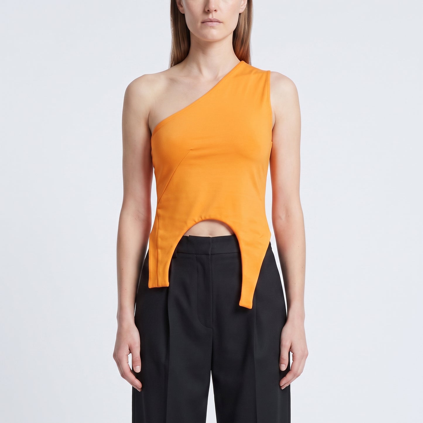 Asymmetric Vibrant Orange Crop Top