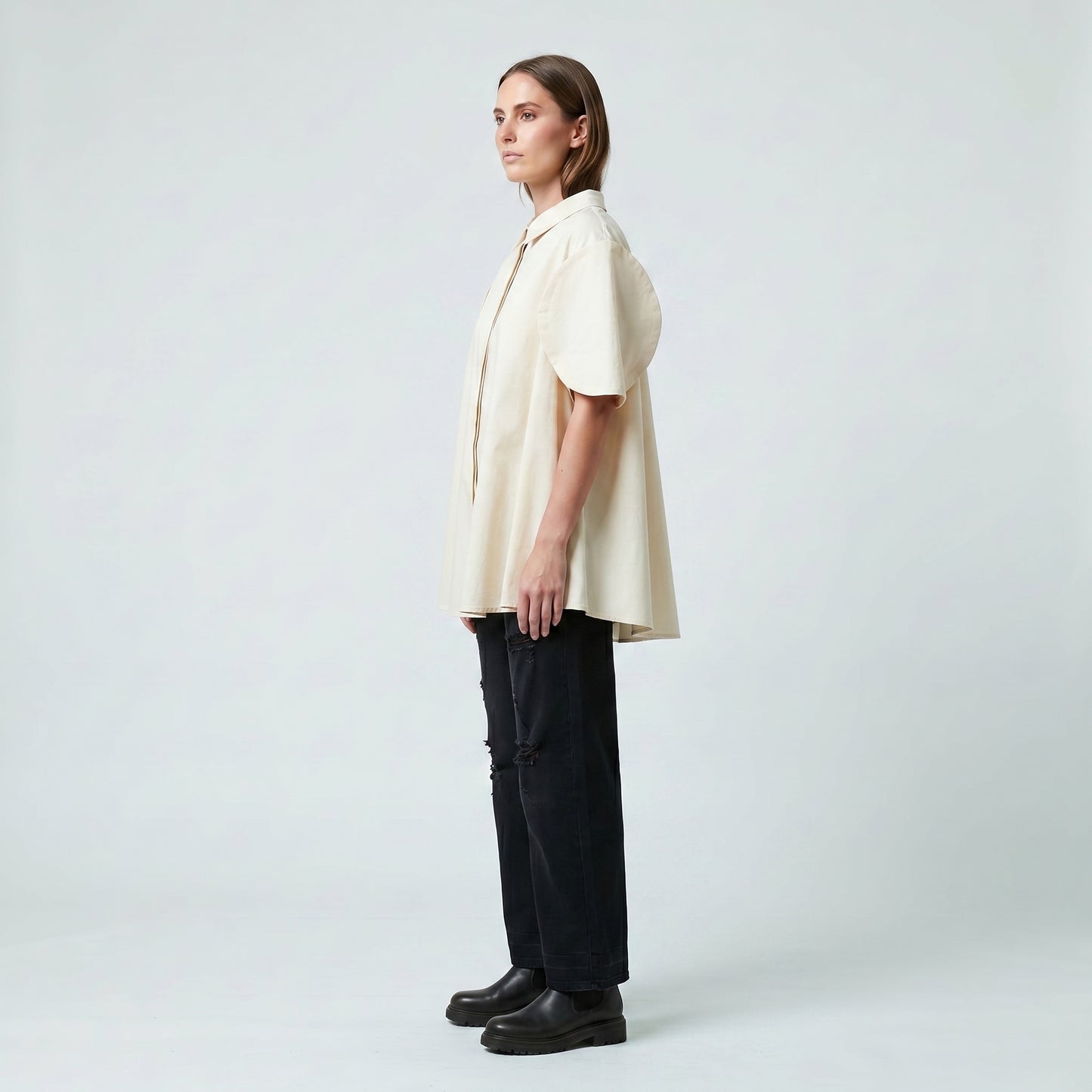 Layered Sleeve Cotton Blouse