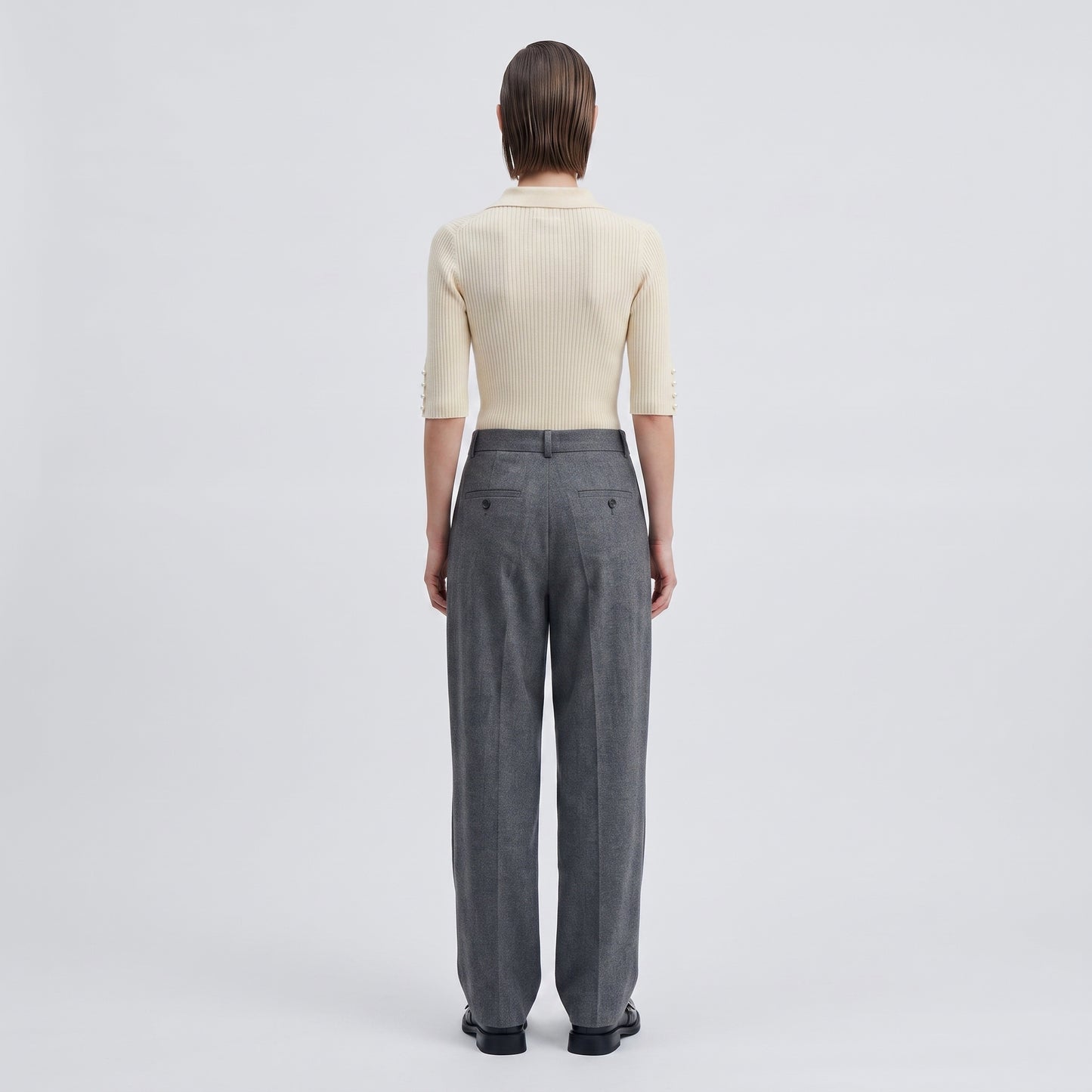 Ribbed Knit Polo Top