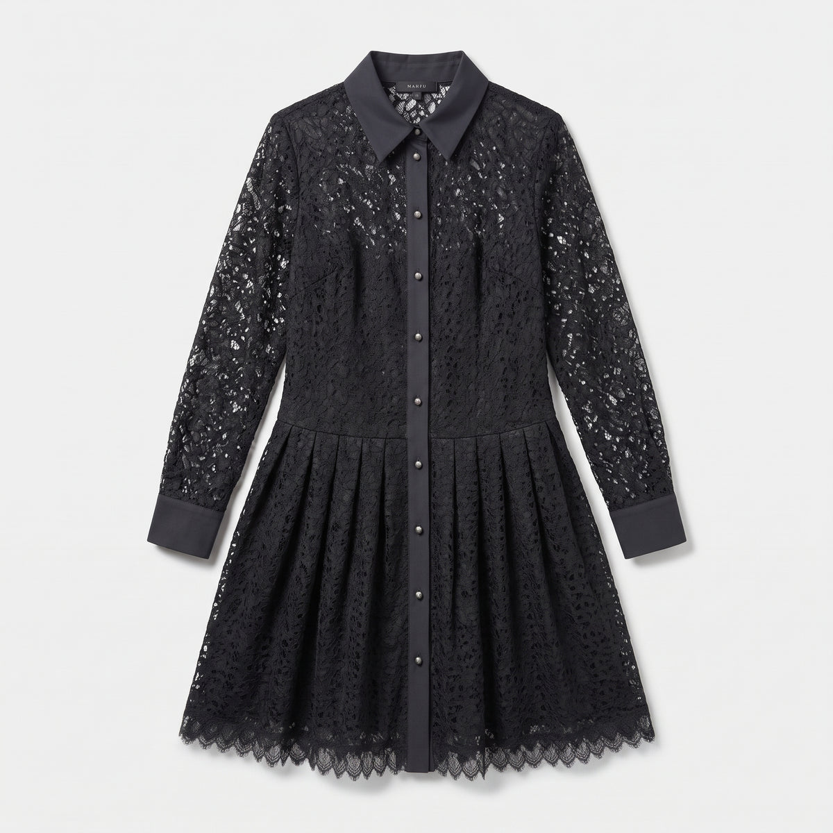 Black Lace Button-Down Dress