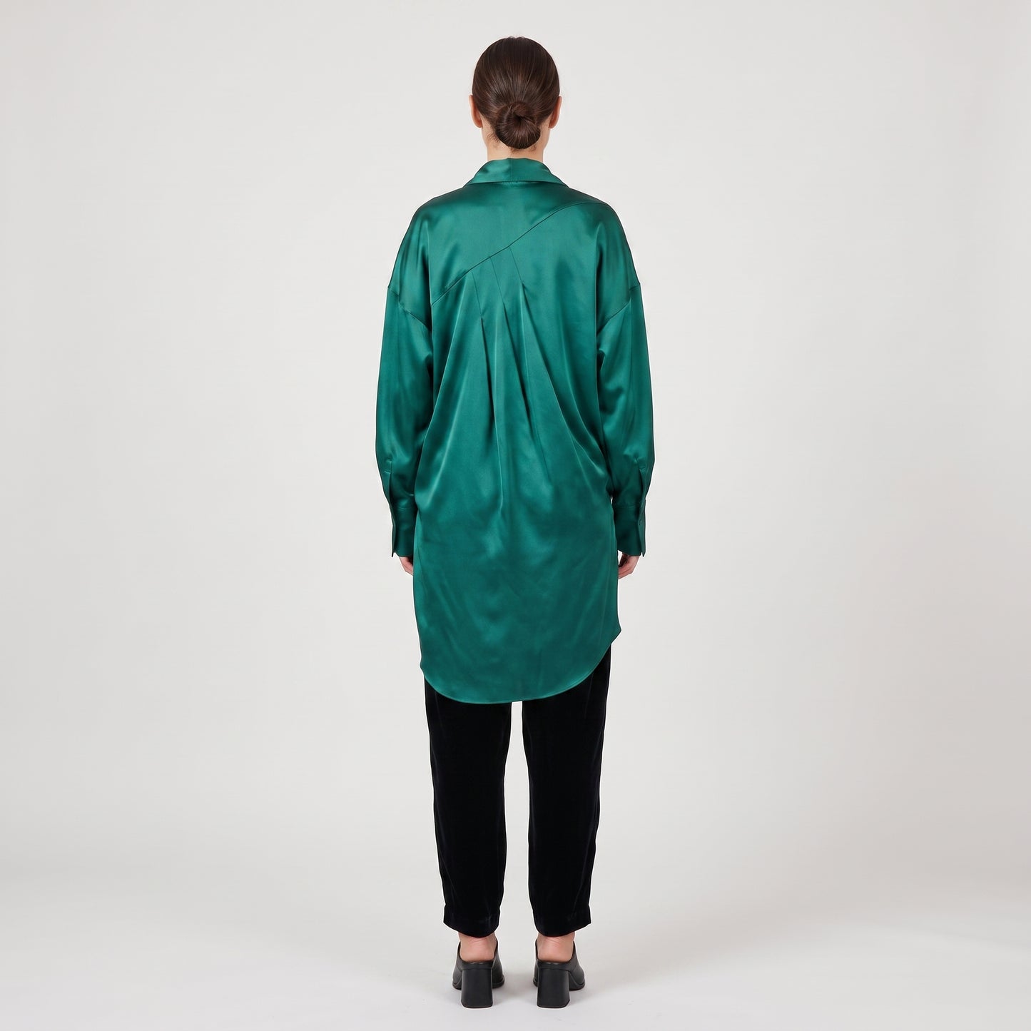 Emerald Silk Knot Detail Blouse