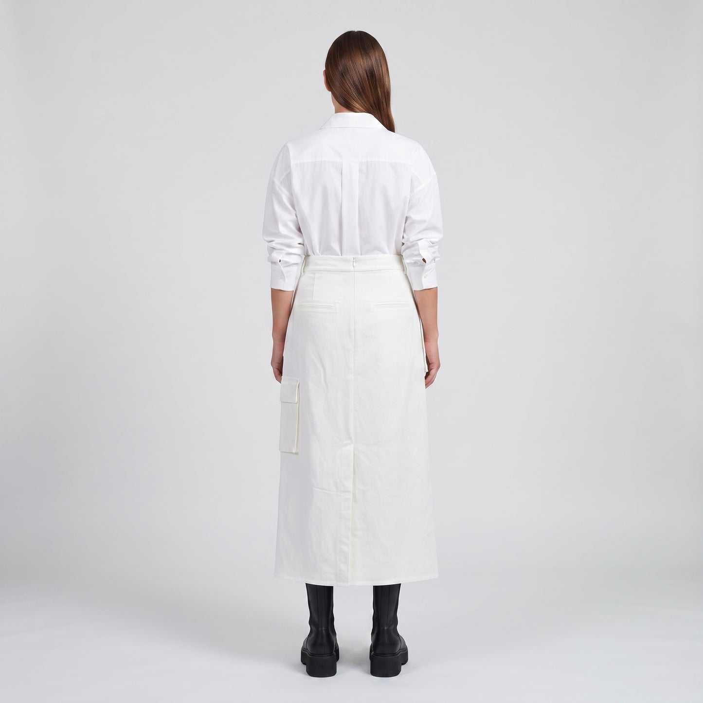 Architectural White Midi Skirt
