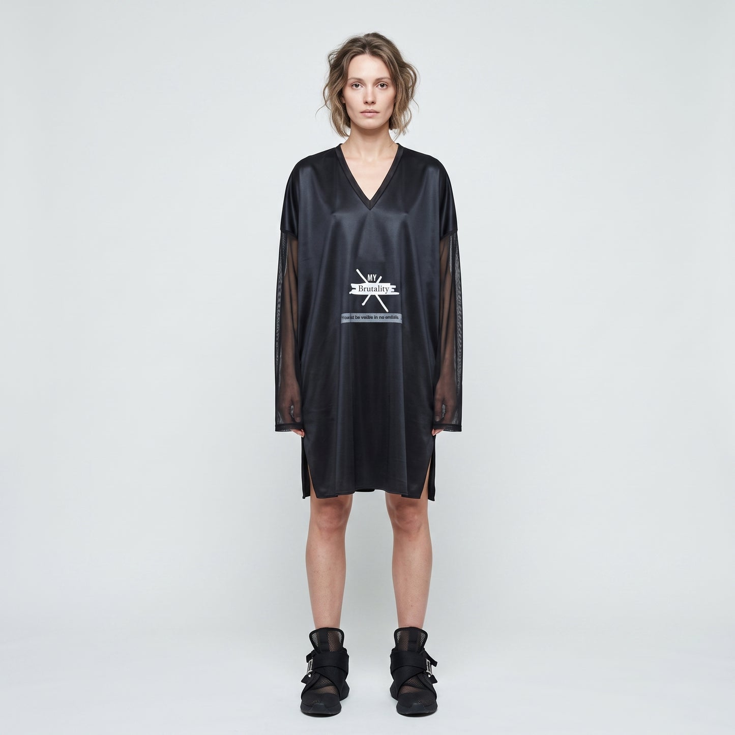Graphic Mesh V-Neck Tunic