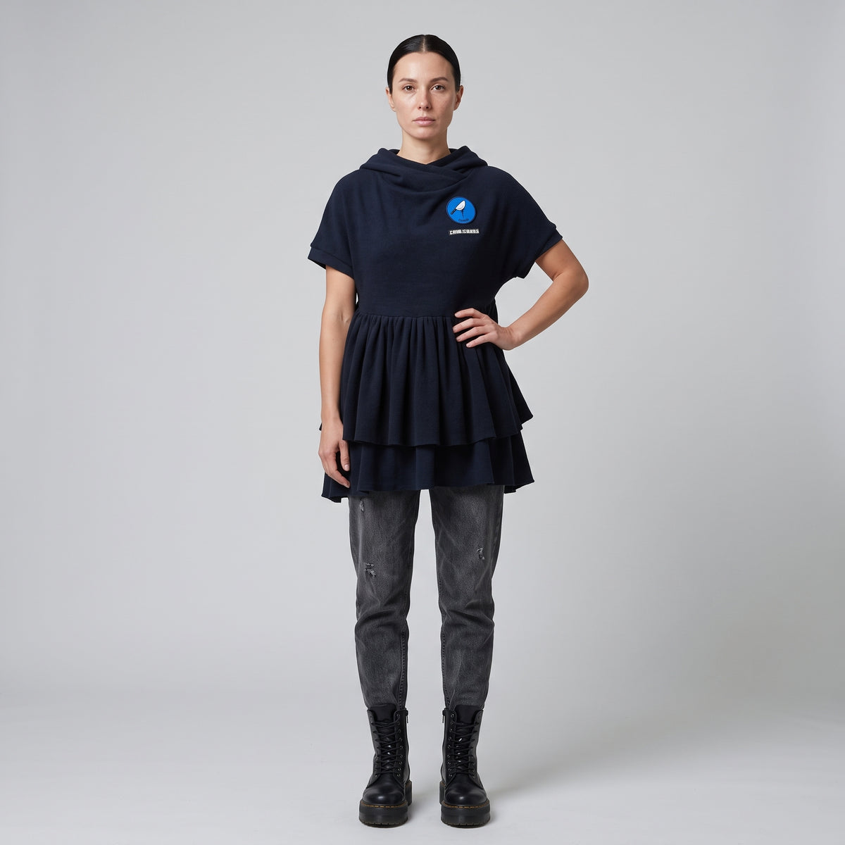 Tiered Hooded Graphic Top