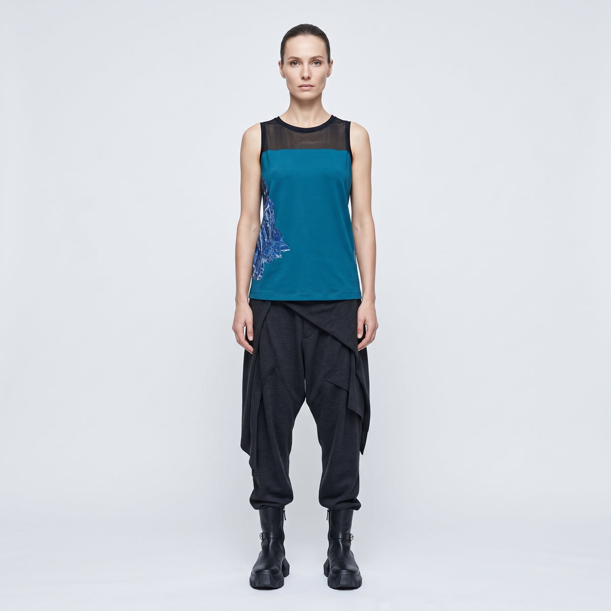 Mesh Panel Printed Tank Top