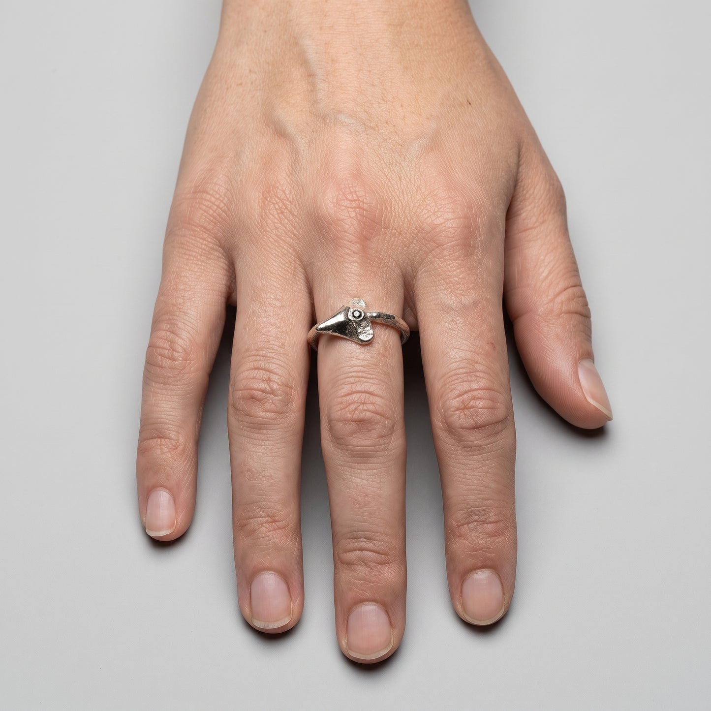 Textured Silver Triangular Statement Ring
