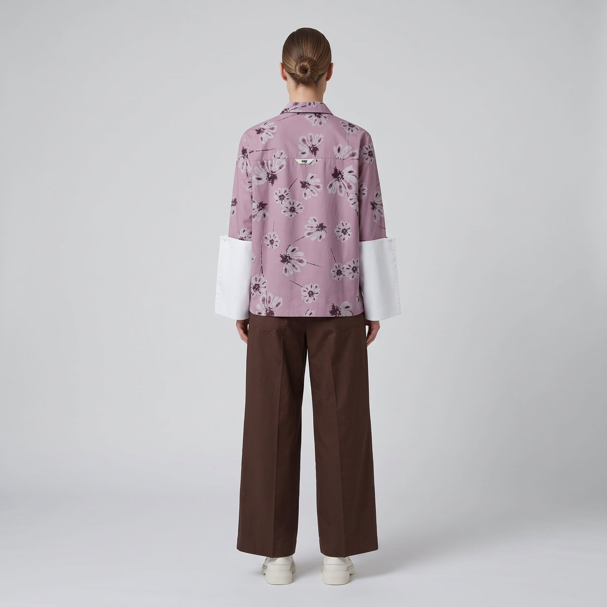 Floral Print Contrast Cuff Shirt