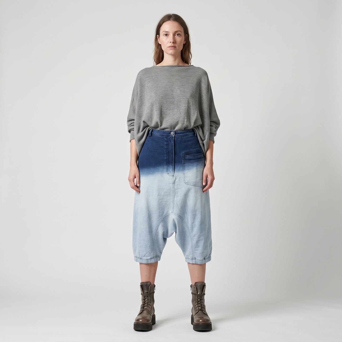 Ombre Dip-Dyed Drop Crotch Shorts