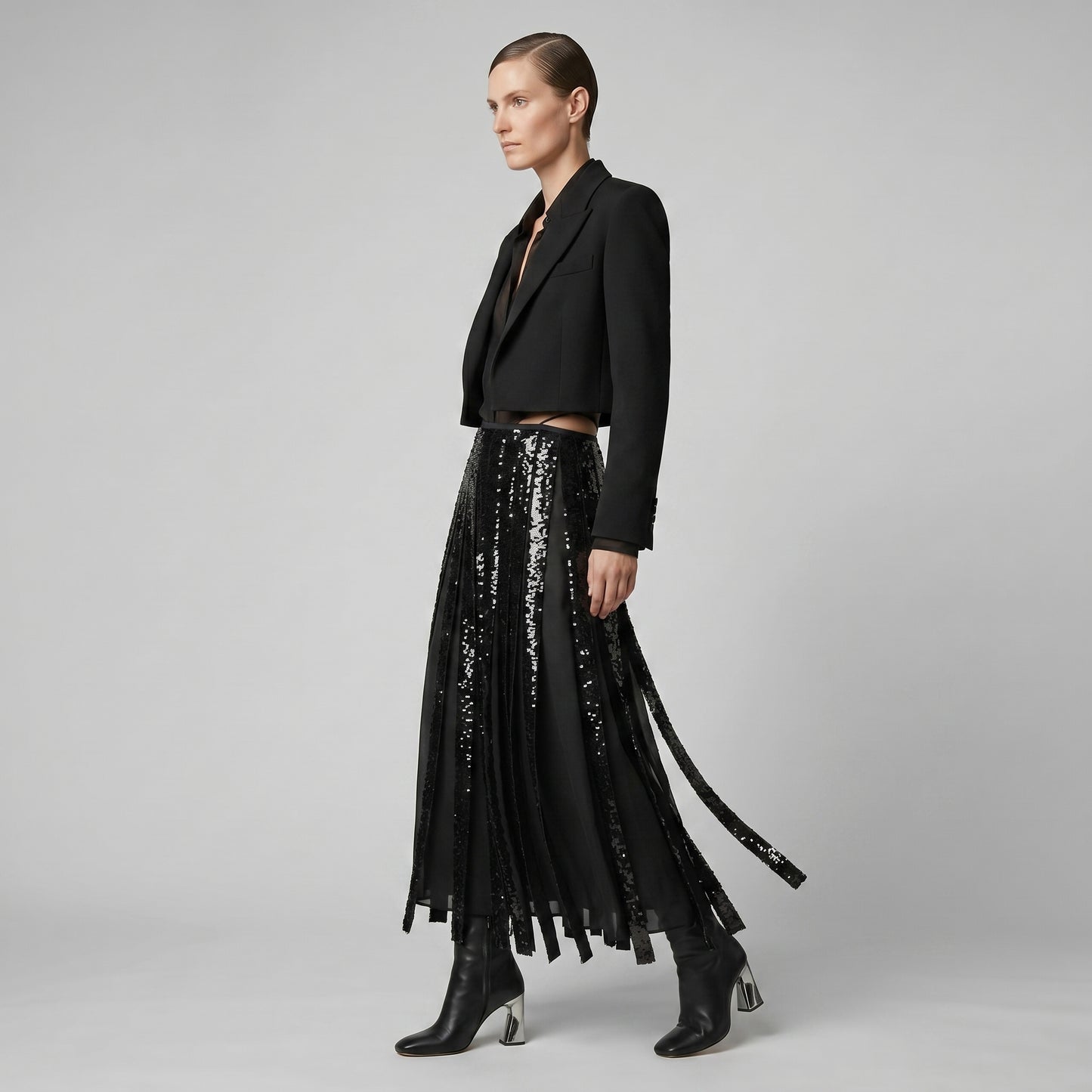 Sequin Embellished Maxi Skirt
