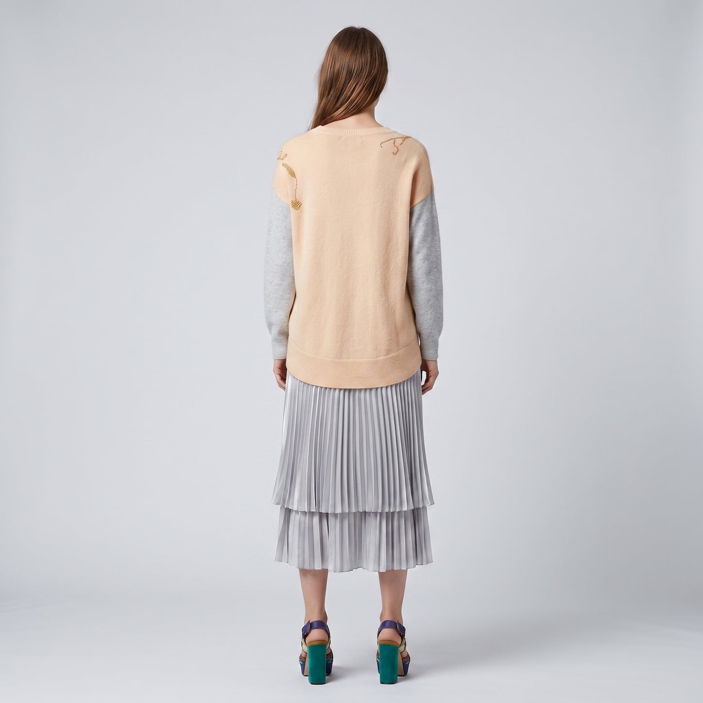 Embroidered Wool Blend Sweater
