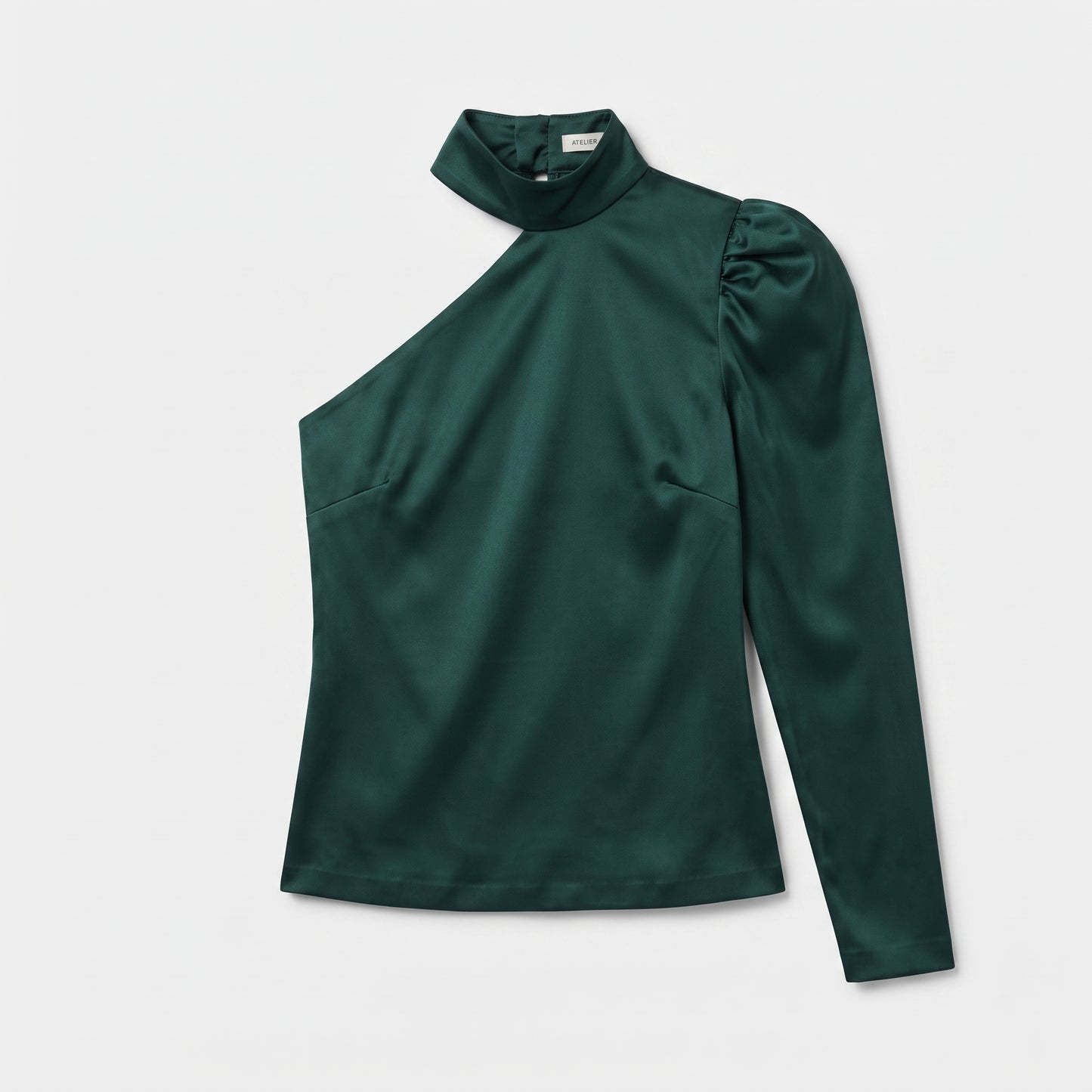 Emerald One-Shoulder Satin Top