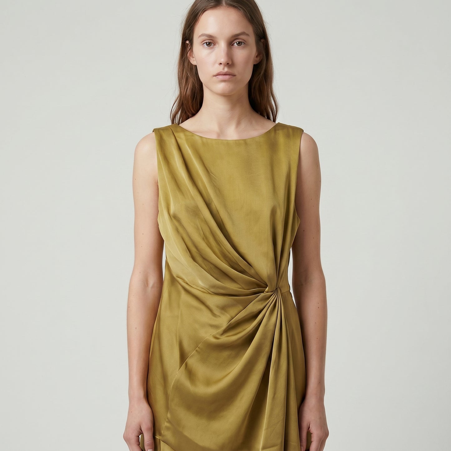 Draped Sleeveless Satin Top