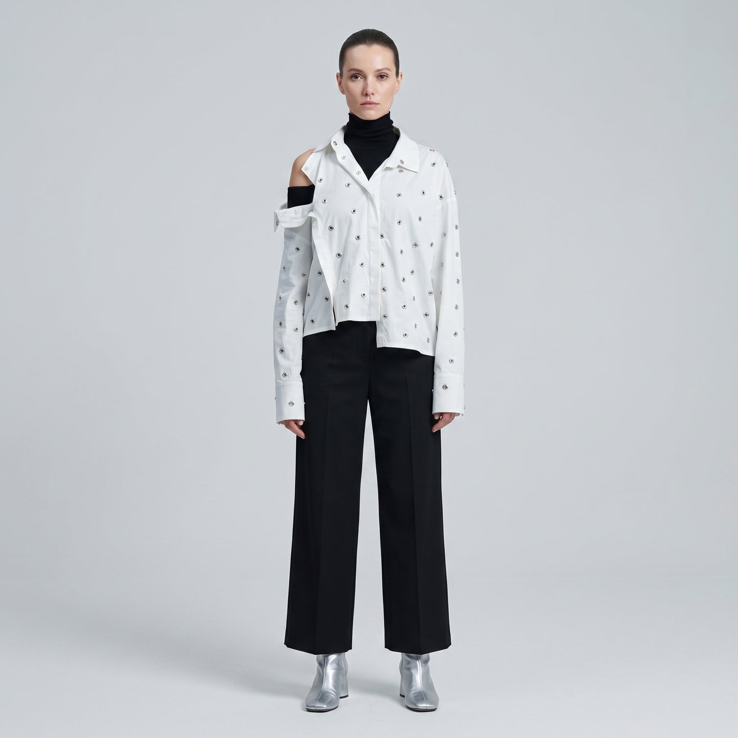 Embellished Asymmetric Cotton Shirt