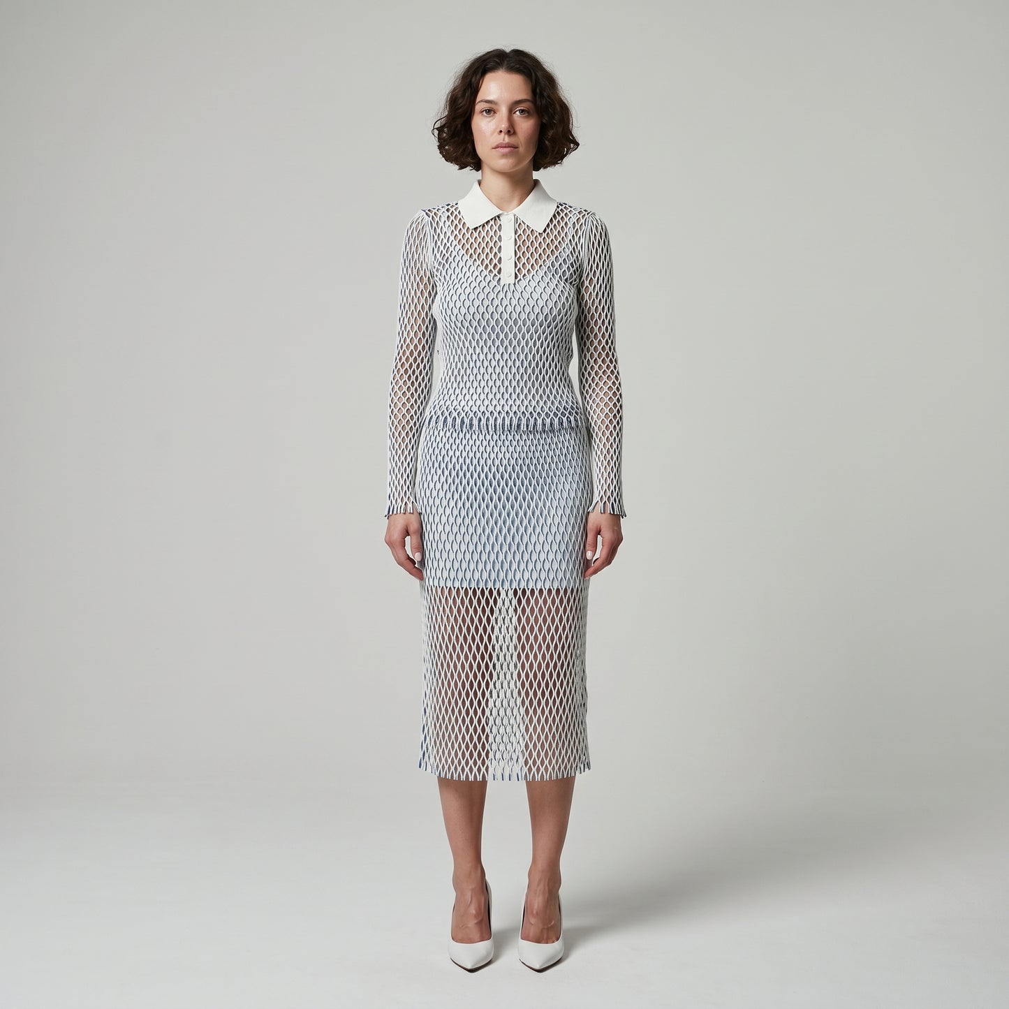 Open Knit Polo Top