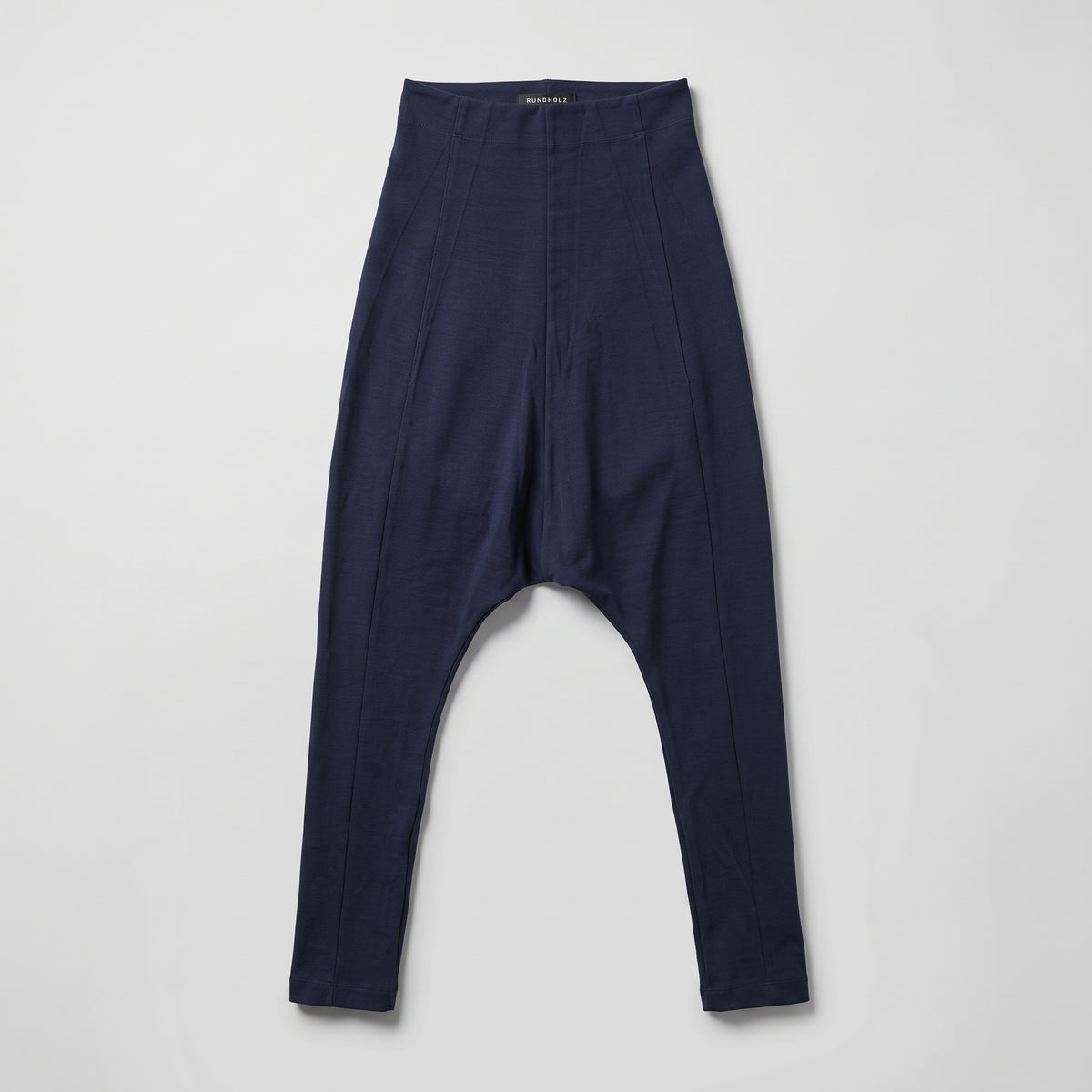 Sculpted High-Waisted Navy Trousers