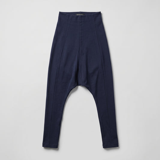 Sculpted High-Waisted Navy Trousers