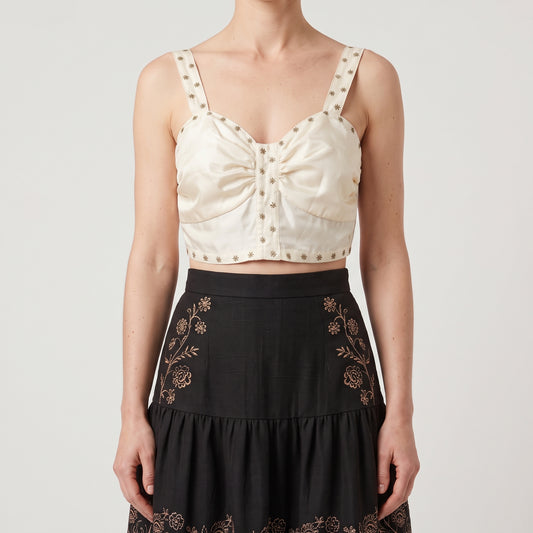 Embroidered Star Detail Crop Top
