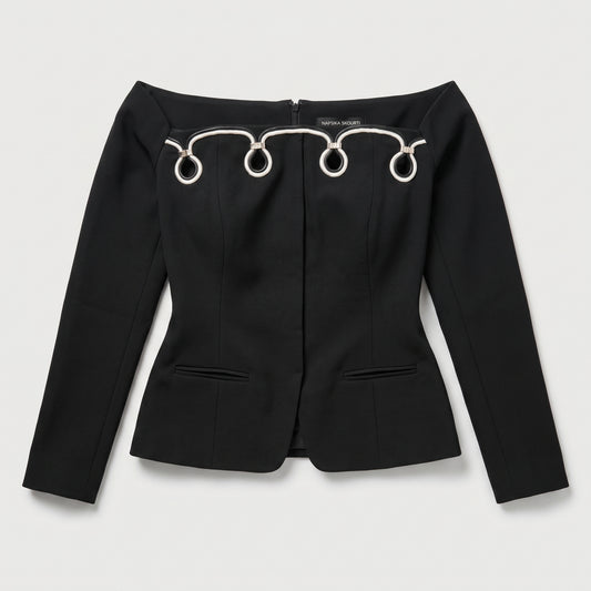 Off-Shoulder Sculptural Evening Top