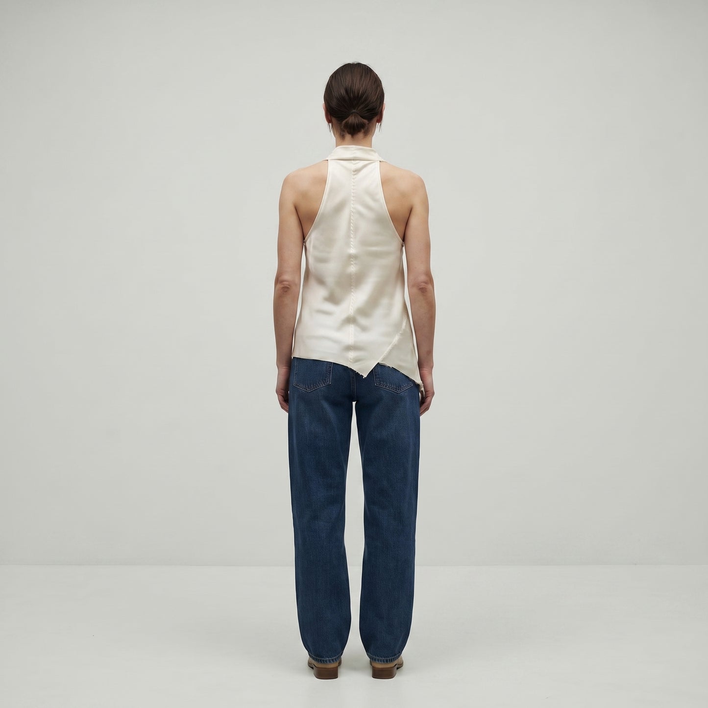 Asymmetrical Draped Silk Top