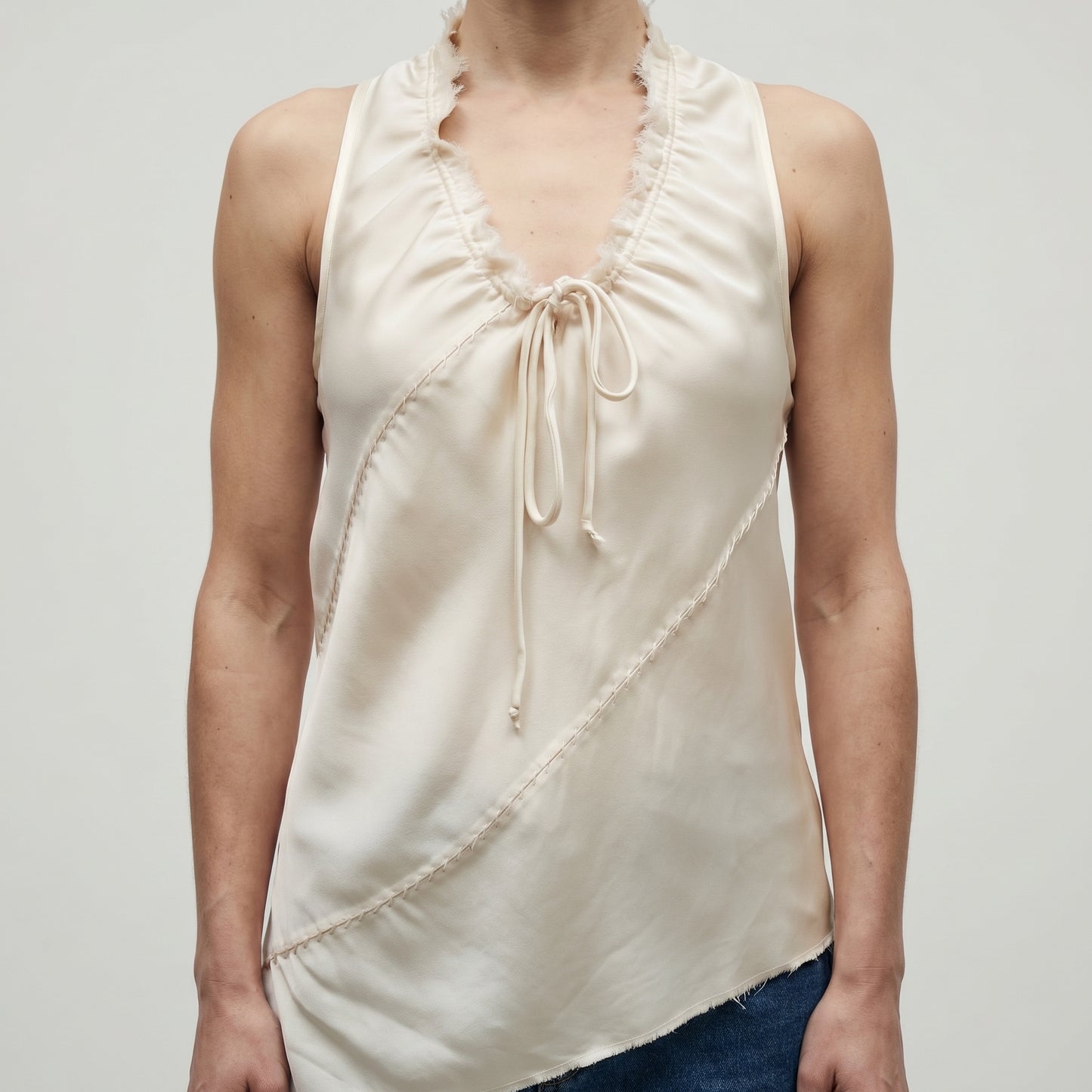 Asymmetrical Draped Silk Top