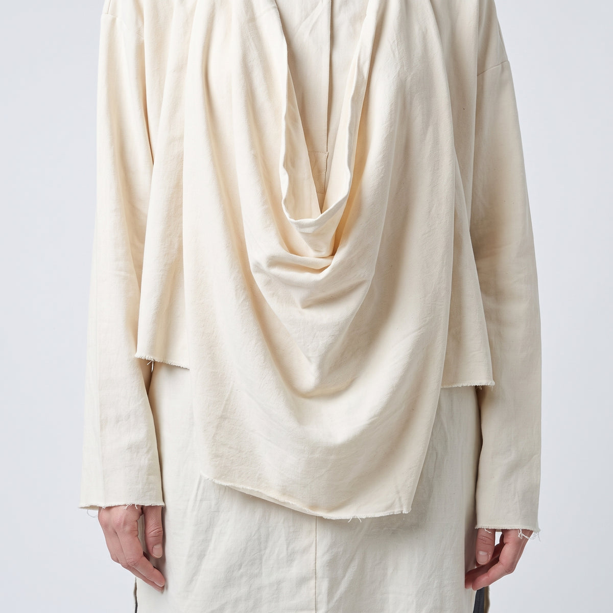Draped Cowl Neck Cotton Top