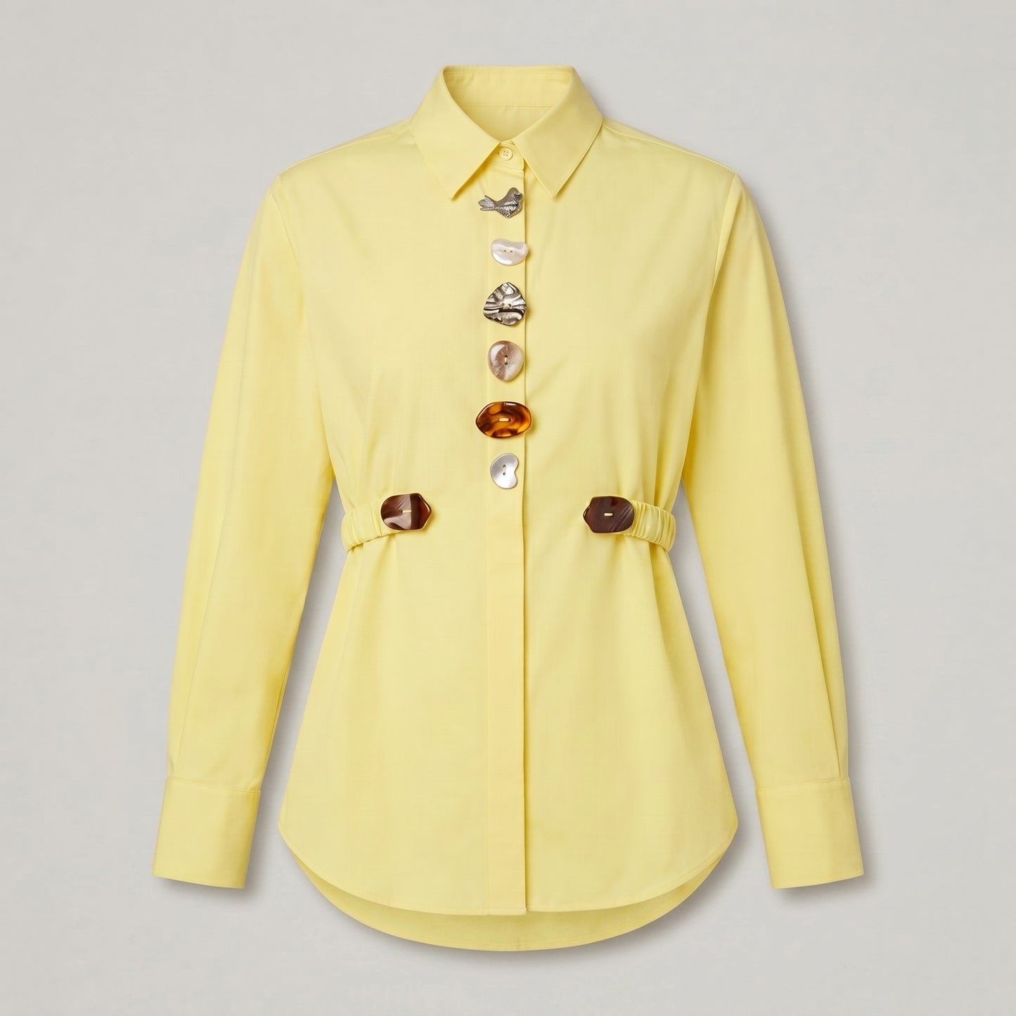 Button Embellished Pastel Poplin Shirt