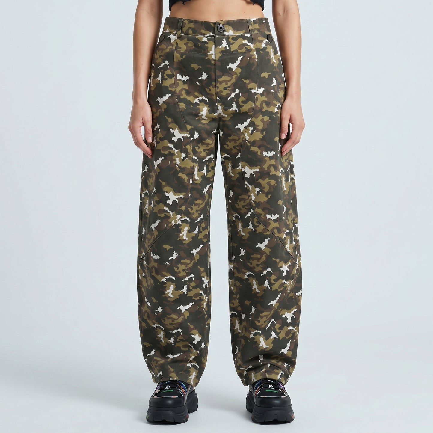 Camo Print Structured Trousers