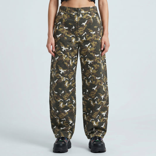 Camo Print Structured Trousers