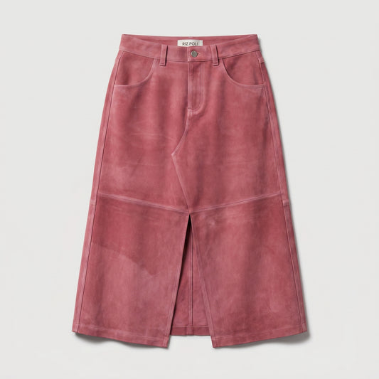 Suede Midi Split Skirt