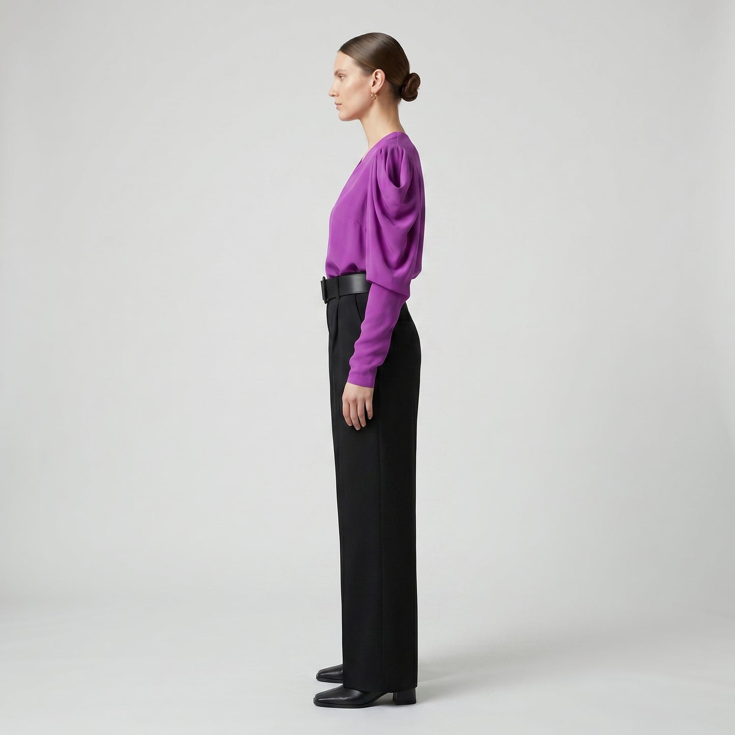 V-Neck Purple Silk Blouse