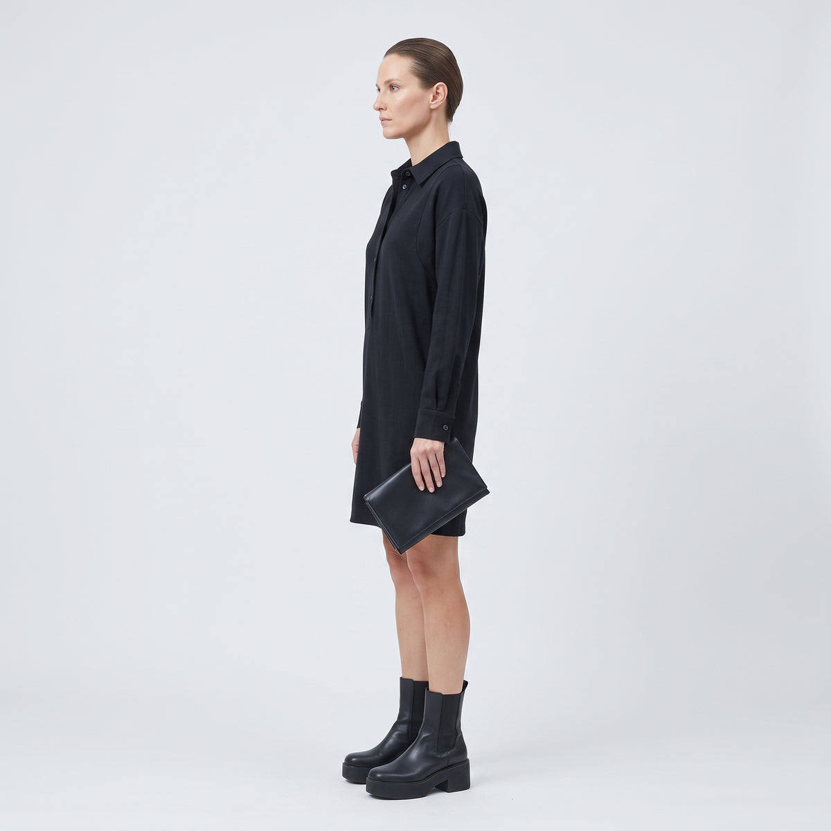 Minimalist Black Collared Shirt