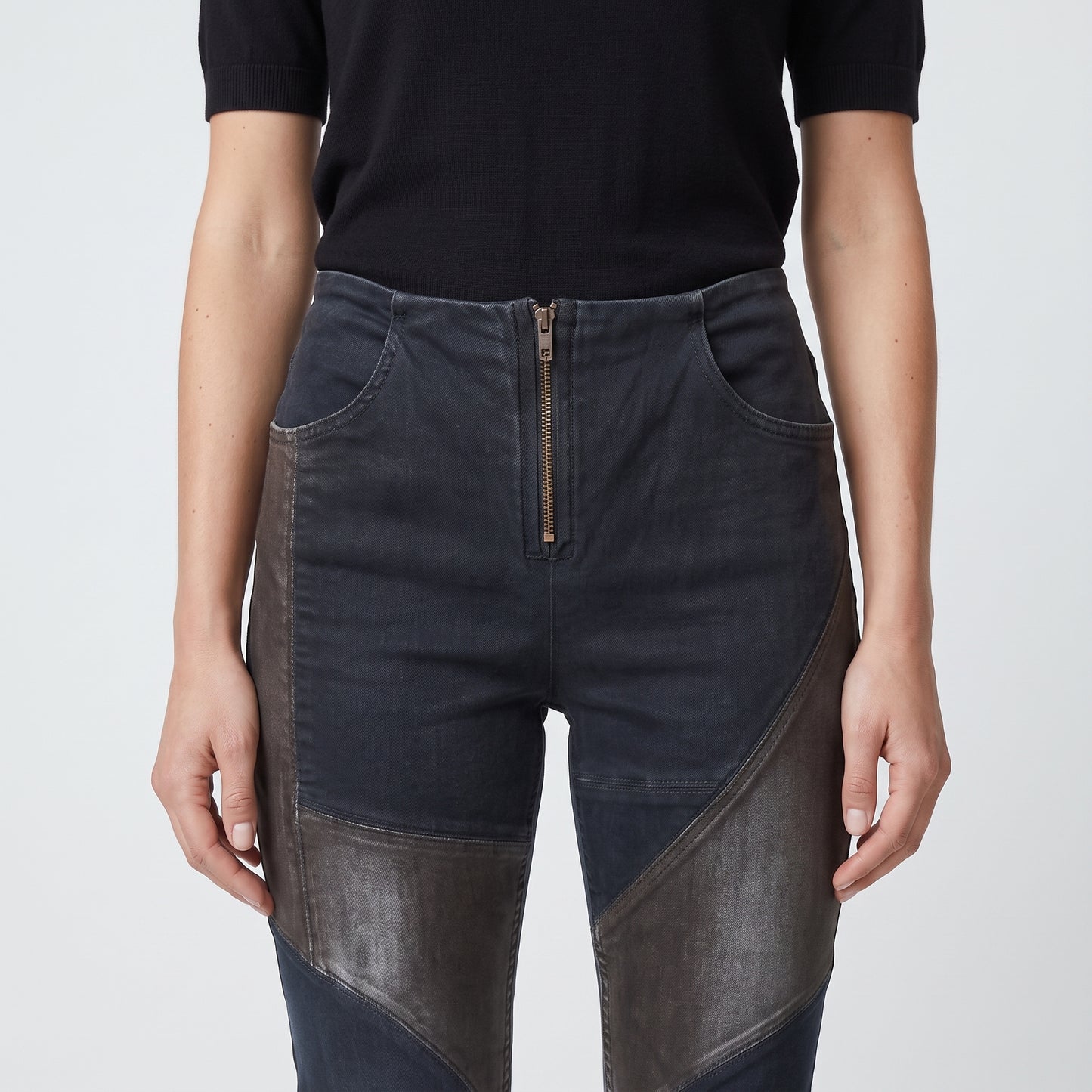 Patchwork Denim Skinny Jeans