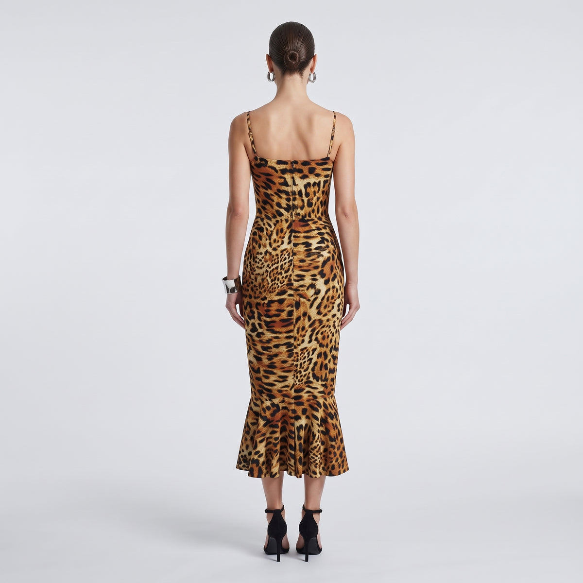 Leopard Print Midi Slip Dress
